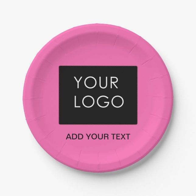 Assiettes En Carton Ajouter Logo Modern Pink Personnalisable Business (Devant)