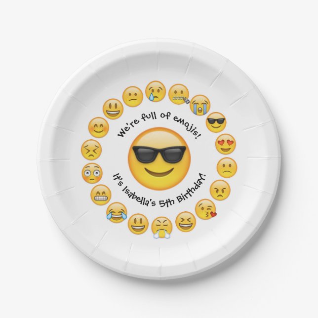 Assiettes En Carton Ajouter un nom - Fête d'anniversaire Emoji Personn (Devant)