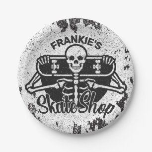 Assiettes En Carton AJOUTER UN NOM personnalisé Skull Skateboard Skate