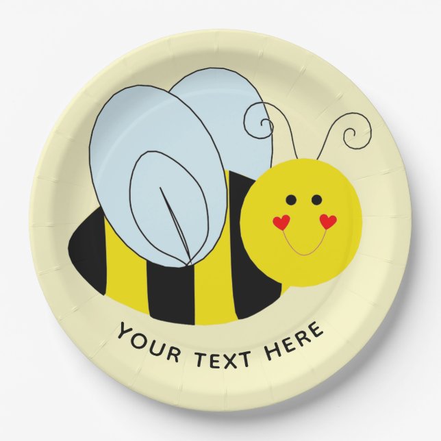 Assiettes En Carton Ajouter un texte | jaune (Devant)