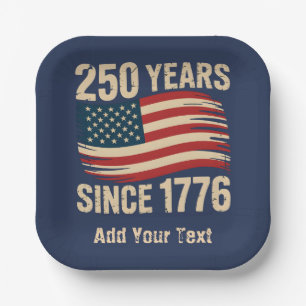 Assiettes En Carton Ajoutez Votre Texte Vintage Grunge Drapeau América
