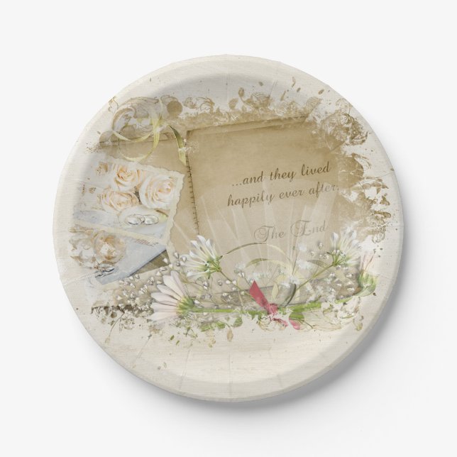 Assiettes En Carton album de mariage avec bouquet daisy (Devant)