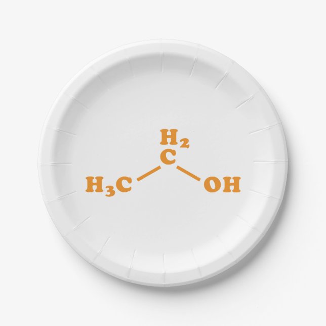 Assiettes En Carton Alcool Éthanol Formule chimique moléculaire (Devant)