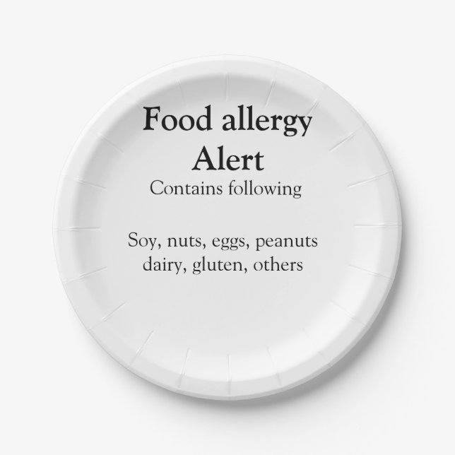 Assiettes En Carton Alerte d'allergie alimentaire ajouter le nom texte (Devant)