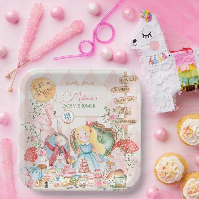 Assiettes En Carton Alice Adventure dans Woderland Baby shower Tea Par (Fête)