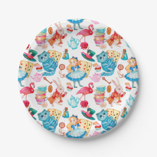 Assiettes En Carton Alice au pays des merveilles Aquarelle