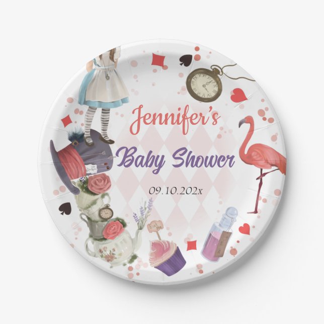Assiettes En Carton Alice au pays des merveilles Baby shower des Onede (Devant)