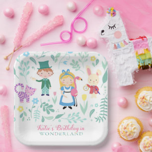 Assiettes En Carton Alice au pays des merveilles fête d'anniversaire