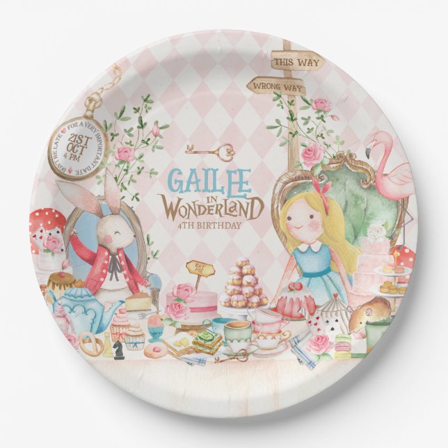 Assiettes En Carton Alice Aventures dans Woderland Anniversaire Tea Pa (Devant)