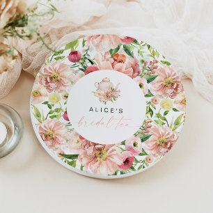 Assiettes En Carton ALICE Blush Floral Bridal Shower Tea Party Brunch 