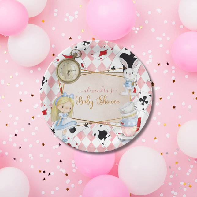 Assiettes En Carton Alice dans le Baby shower du pays des merveilles (Créateur téléchargé)