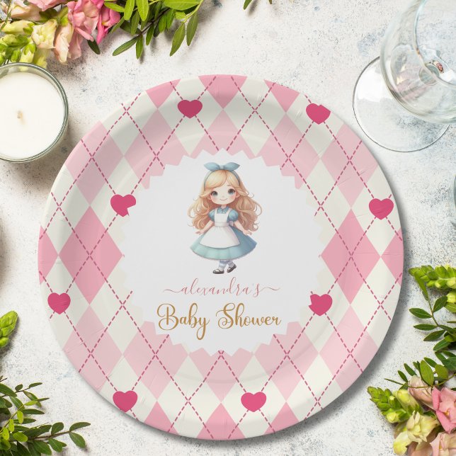 Assiettes En Carton Alice dans le Baby shower du pays des merveilles (Créateur téléchargé)