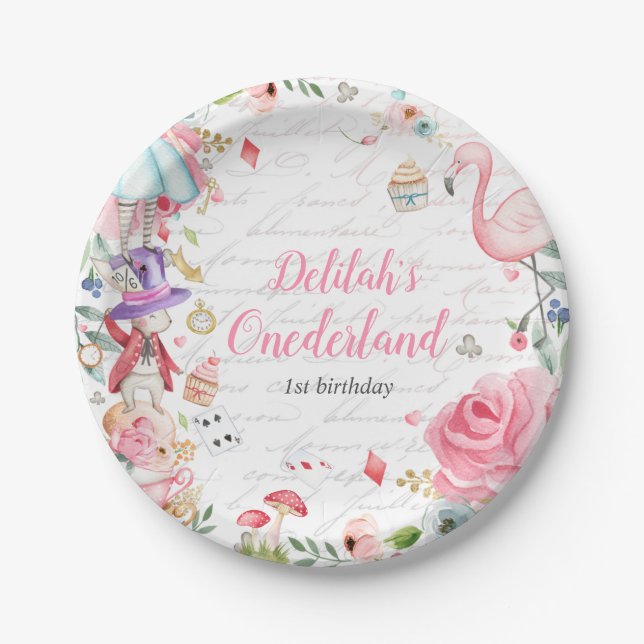 Assiettes En Carton Alice dans l'Onederland 1er anniversaire Mad Tea P (Devant)