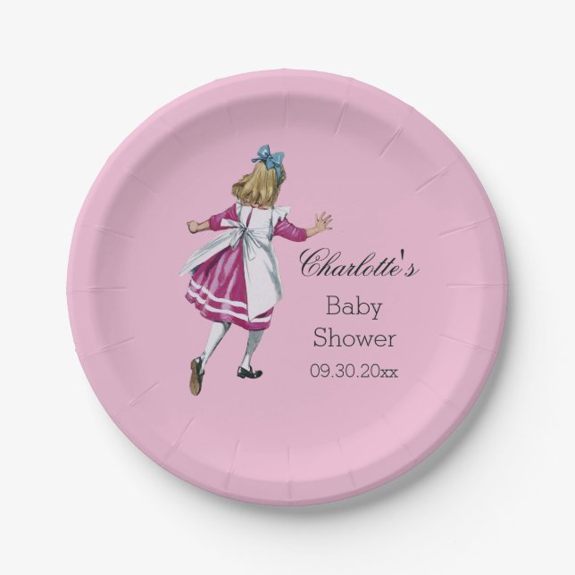 Assiettes En Carton Alice personnalisée dans le baby shower du pays (Devant)
