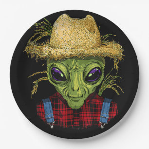 Assiettes En Carton Alien Farmer UFO Alien Espace extra-atmosphérique