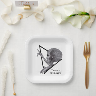 Assiettes En Carton Alien gris, la vérité est là