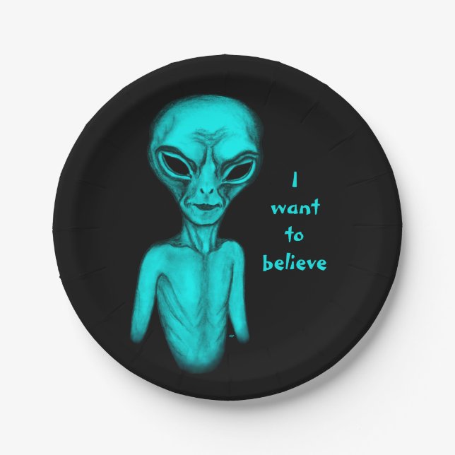 Assiettes En Carton Alien, je veux croire (Devant)