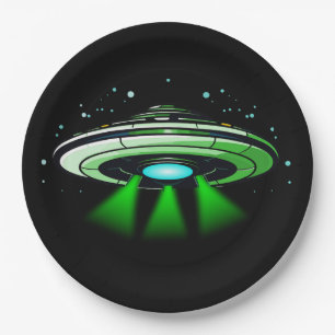 Assiettes En Carton Alien OVNI enlèvement vaisseau spatial fête d'anni