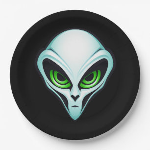 Assiettes En Carton Alien UFO Abduction espace fête d'anniversaire