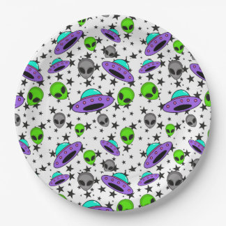 Assiettes En Carton alien ufo et motif étoile