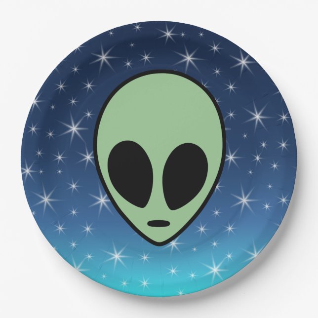 Assiettes En Carton Alien vert (Devant)