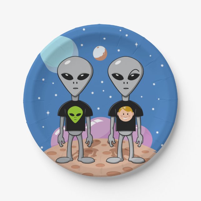 Assiettes En Carton Aliens ironiques (Devant)