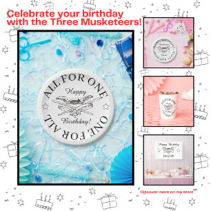 Assiettes En Carton All for One for All Musketeer Joyeux anniversaire