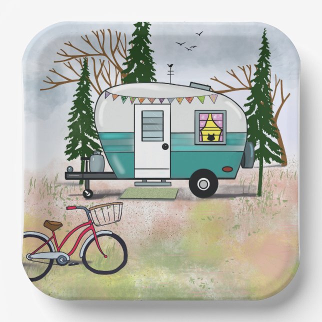 Assiettes En Carton Allez Camping Plaque papier (Recto)