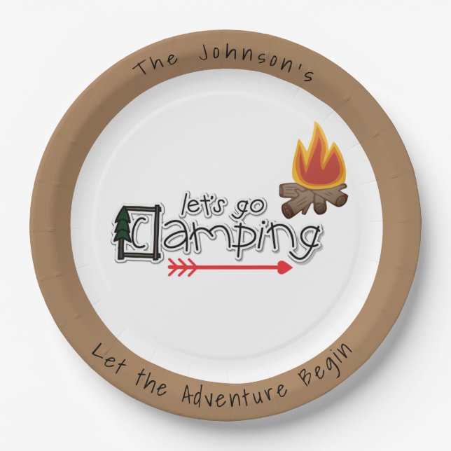 Assiettes En Carton Allez-y, Camping personnalisé (Devant)