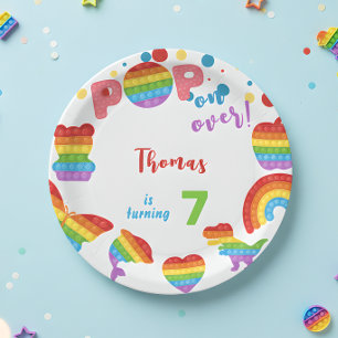 Assiettes En Carton Allez-y ! Pastel pop it anniversaire enfant