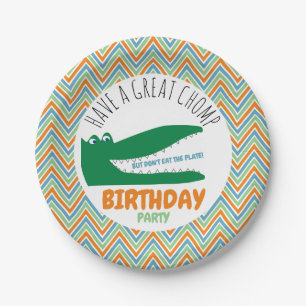 Assiettes En Carton Alligator Chomp, fête d'anniversaire de Chevron