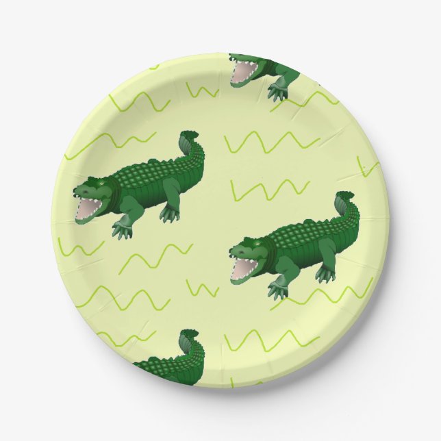 Assiettes En Carton Alligator en jaune (Devant)