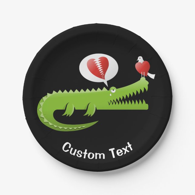 Assiettes En Carton Alligator en Love Plaque de papier (Devant)
