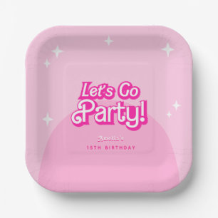 Assiettes En Carton Allons faire la fête rose Anniversaire