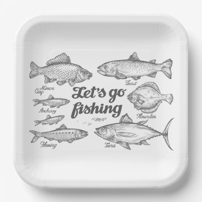 Assiettes En Carton Allons pêcher (Recto)
