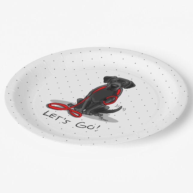 Assiettes En Carton Allons-y ! Black Labrador Retriever - mignon chien (Angle)
