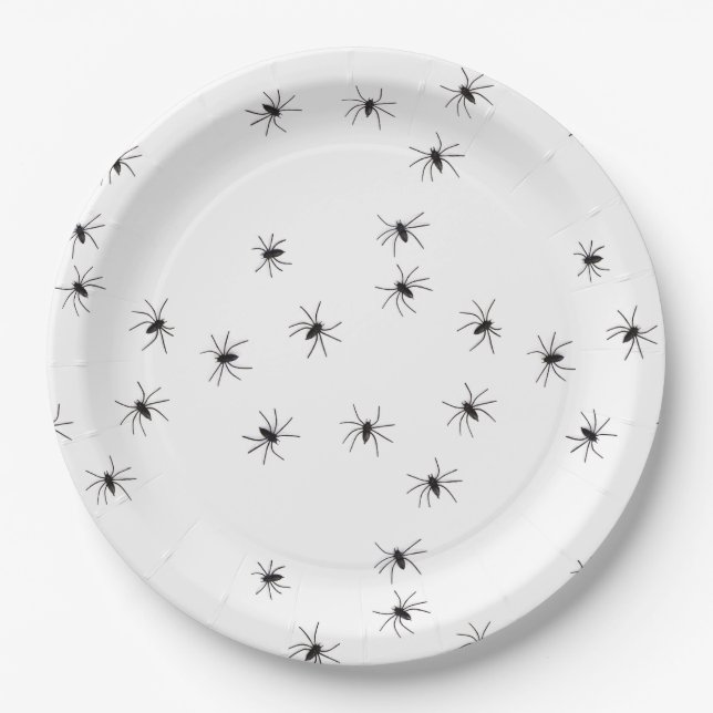 Assiettes En Carton Allover Araignées Halloween (Devant)
