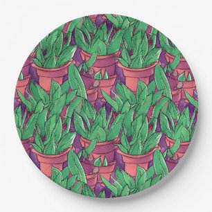 Assiettes En Carton Aloe Vera dans le Motif des pots