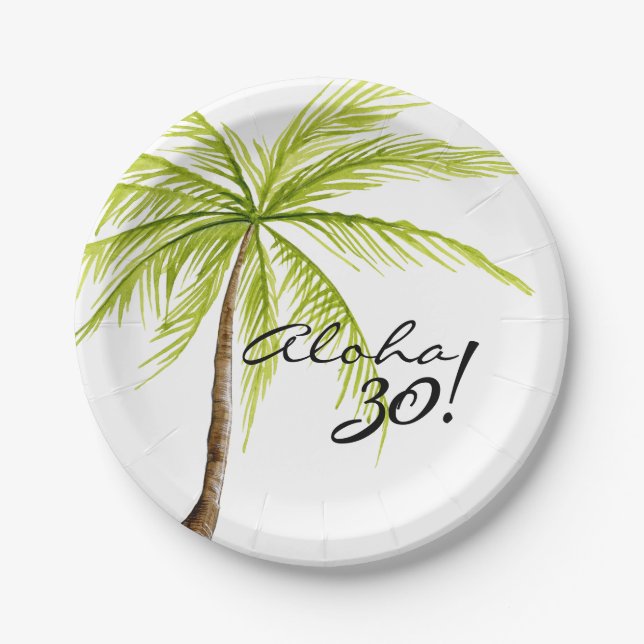 Assiettes En Carton Aloha 30ème fête d'adulte d'anniversaire (Devant)