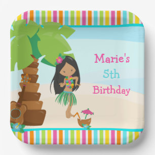 Assiettes En Carton Aloha African American Girl Party