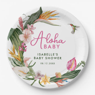 Assiettes En Carton Aloha Baby Baby shower de couronne florale tropica