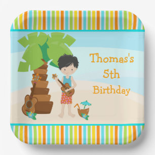 Assiettes En Carton Aloha Black Hair Boy Party