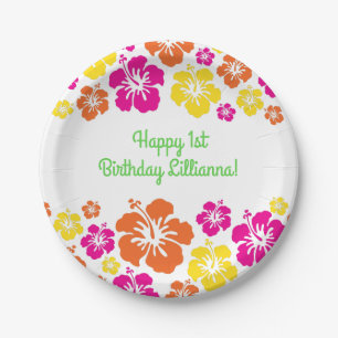 Assiettes En Carton Aloha ęr thème de fête d'anniversaire de Hawaï