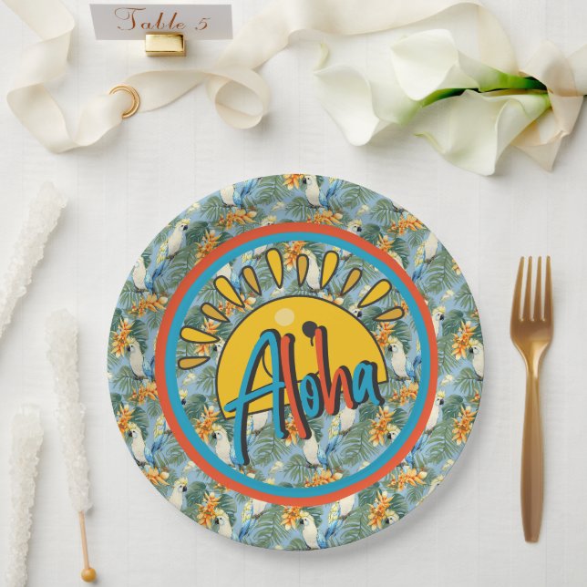 Assiettes En Carton Aloha hawaïen (Mariage)