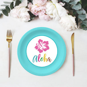 Assiettes En Carton Aloha Luau Été Tropical Hibiscus