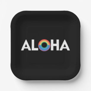 Assiettes En Carton Aloha Rainbow Island Hawaii Fierté LGBTQ