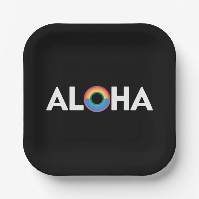 Assiettes En Carton Aloha Rainbow Island Hawaii Pride LGBTQ (Recto)
