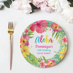 Assiettes En Carton Aloha Tropical Hibiscus Luau Fête Anniversaire