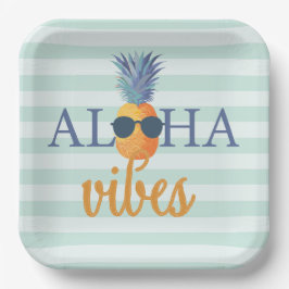 Assiettes En Carton Aloha Vibes Plaques de papier de fête d'été