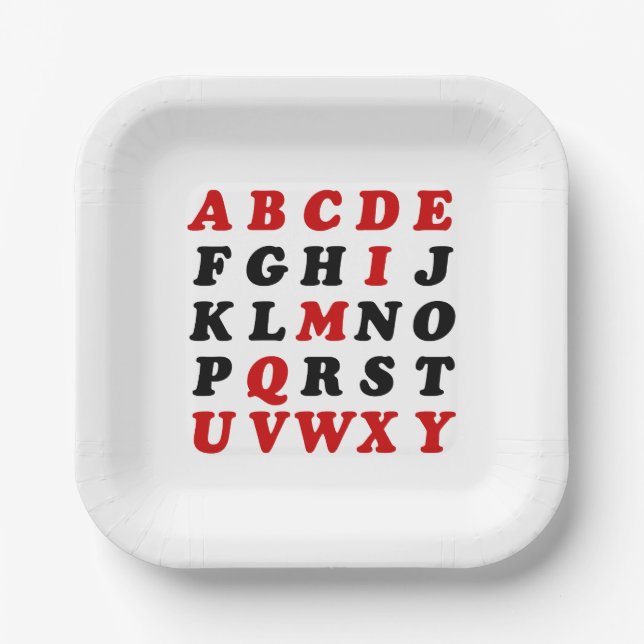 Assiettes En Carton Alphabet anglais (Recto)